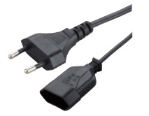 Cable de alimentación europeo de 2 pines aprobado por VDE