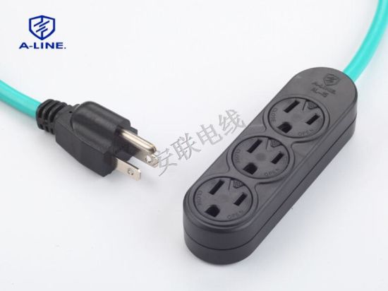 Cable de extensión al aire libre impermeable de EE. UU. 3 salidas de alimentación