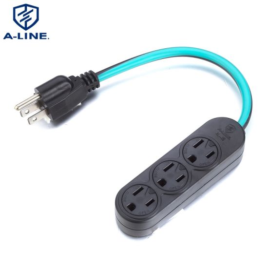 Cable de extensión al aire libre impermeable de EE. UU. 3 salidas de alimentación