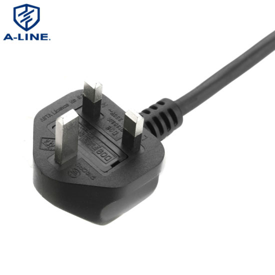 Venta caliente 3 pin PVC Proveedor de cable de alimentación del Reino Unido aislado
